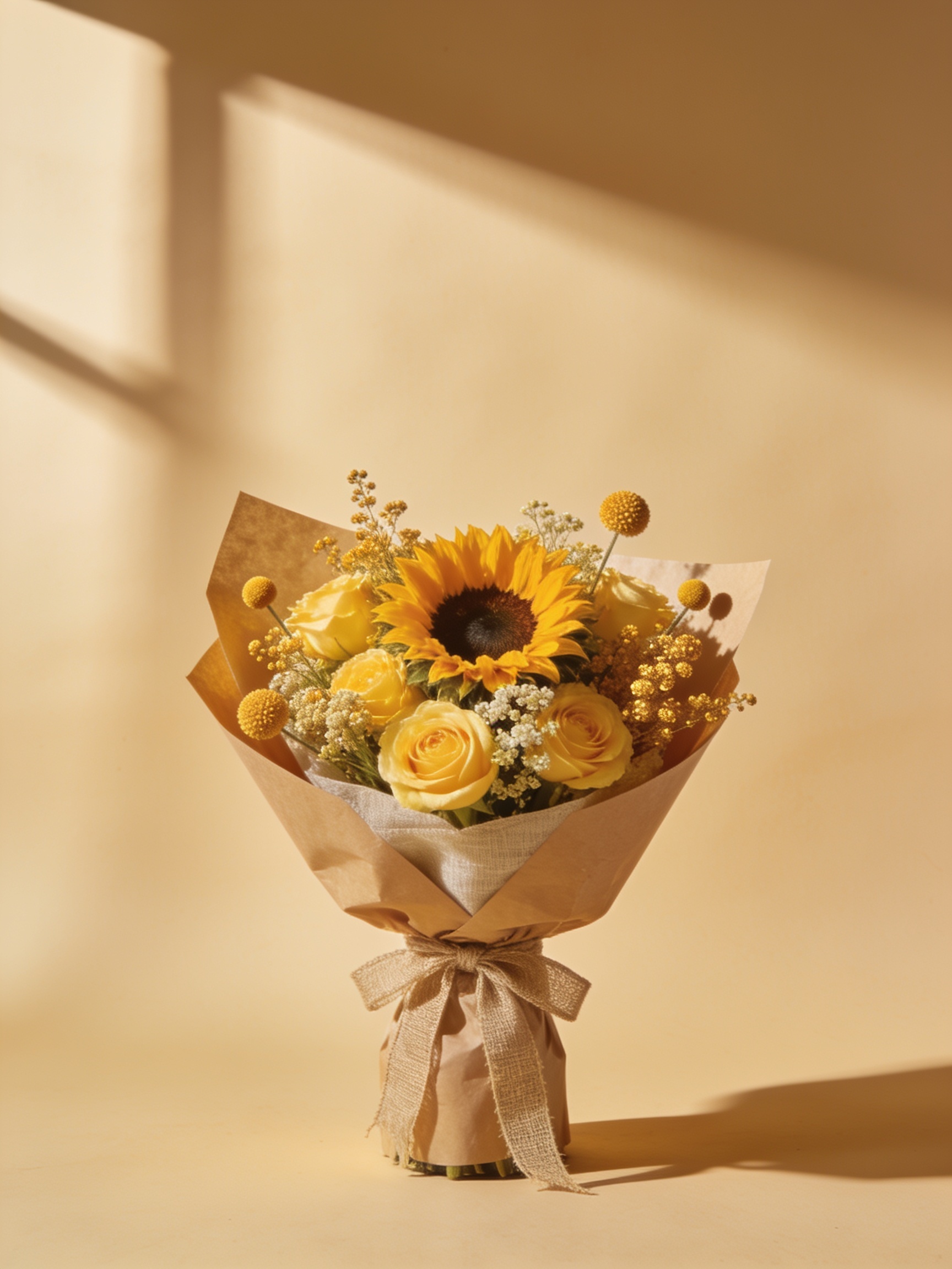 Bouquet Sunny — tournesols et roses jaunes